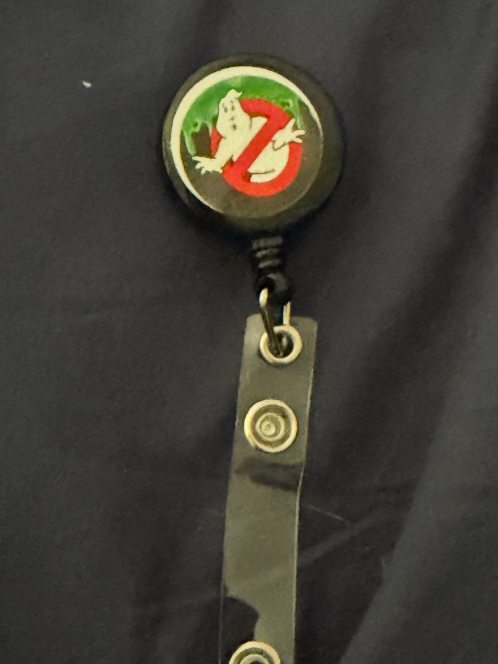 Ghostbusters Themed Black Retractable Badge Reel - Black/Red/Green